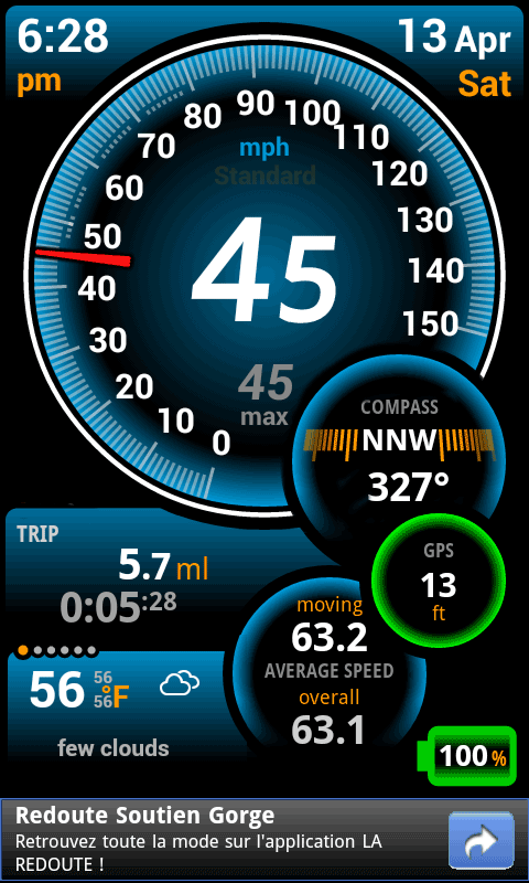 Android application Ulysse Speedometer screenshort