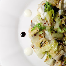 Grilled Romaine with Black and White Sauces