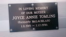 Memorial to Joyce Annie Tomlins