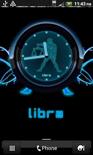 LIBRA - Neon Blue Clock