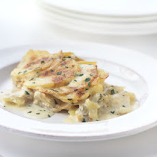Potato and Celery-Root Gratin with Smoked Haddock