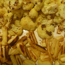 Roasted cauliflower and parsnip mashed potatoes with horseradish