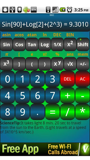 Calculator with shake