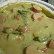Cheesy Brat Stew for the Slow Cooker