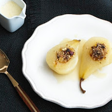 Ginger Poached Pears with Honeyed Vanilla Custard