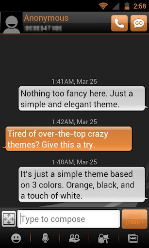 GO SMS THEME - Smooth Orange