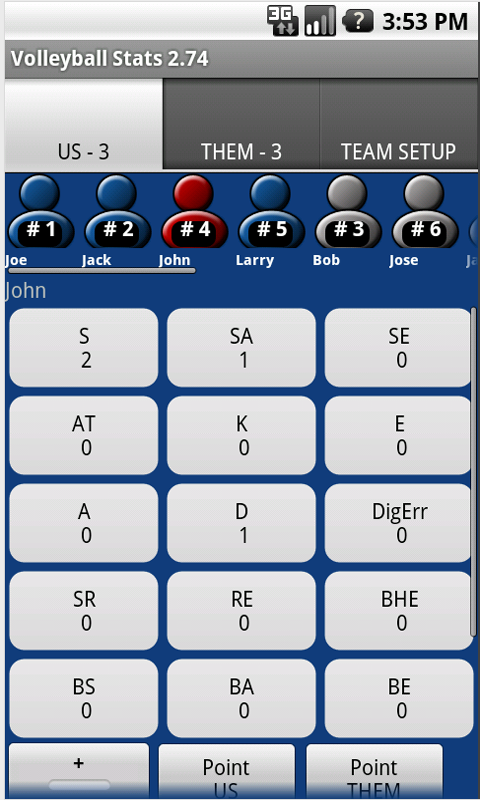 Android application Volleyball Stats screenshort