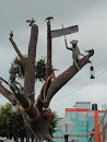 Monkey Statues on a Tree