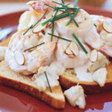 Seafood Newburg on Buttered Toast Points