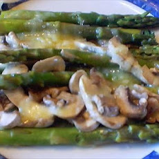 Steamed Asparagus and Mushrooms With Danish Havarti Cheese