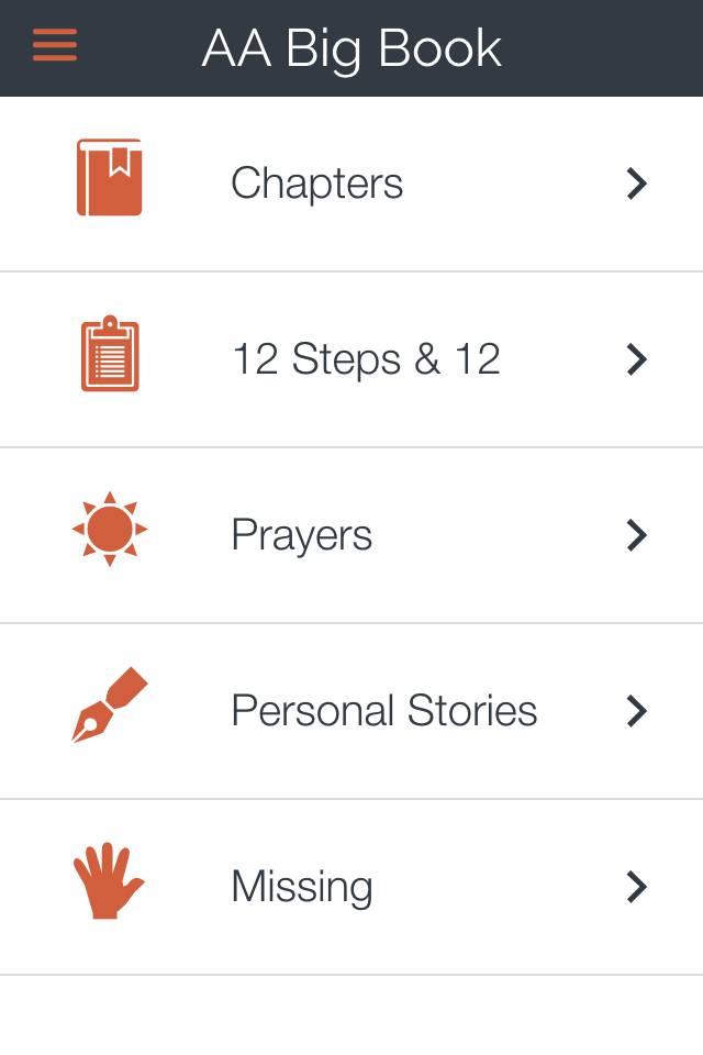 Android application Alcoholics Anonymous Big Book screenshort