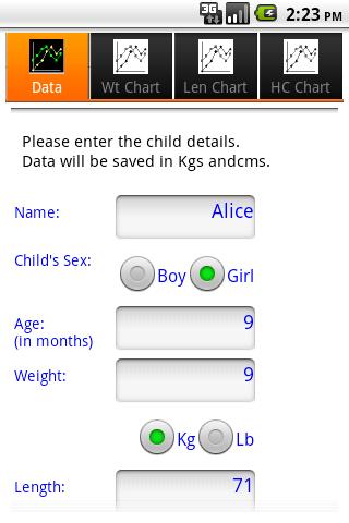 Baby growth percentile calc.