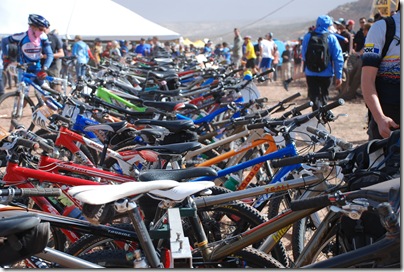 Bikes Lined up the Lemans Start at the 24 Hours of Moab