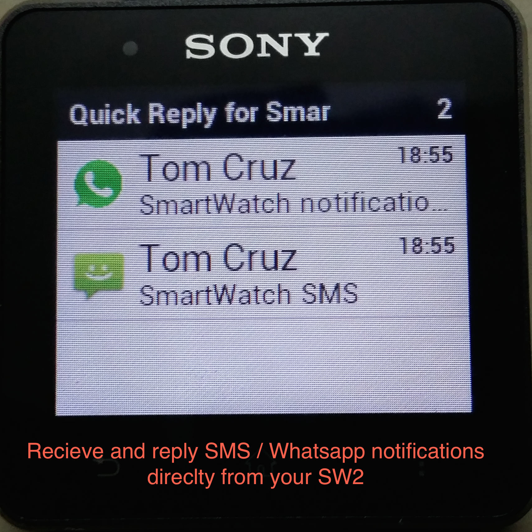 Android application Quick Reply for SmartWatch 2 screenshort