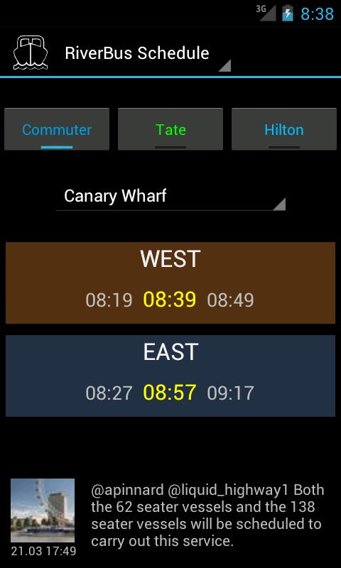 Android application London River Bus screenshort