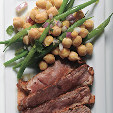 Rib-Eye Steaks with Garbanzo and Green Bean Salad