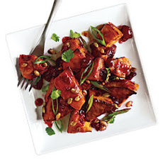 Roasted Sweet Potato Salad with Cranberry-Chipotle Dressing