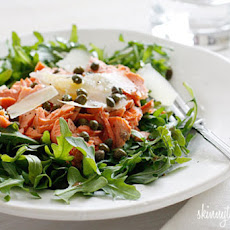 Arugula Salmon Salad with Capers and Shaved Parmesan