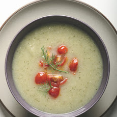 Fennel and Zucchini Soup with Warm Tomato Relish
