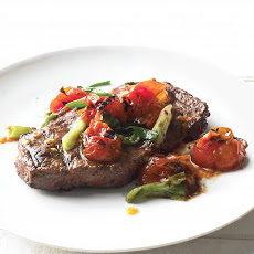 Grilled Steak with Tomatoes and Scallions