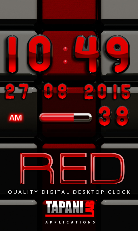 Android application Digi Clock Black Red widget screenshort