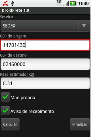 droidFrete - Cálculo de Frete