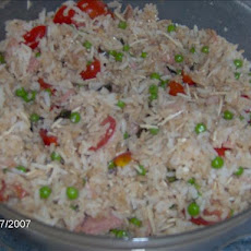 Rice Salad With Cherry Tomatoes, Parmesan, Peas, and Ham