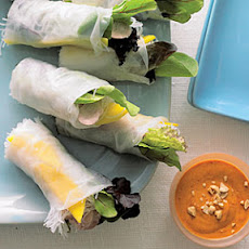 Fresh Spring Rolls with Pork, Mango, and Mesclun
