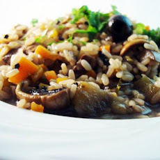 Aubergine and Mushroom Risotto