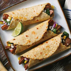 Charred Corn and Heirloom Tomato Steak Fajitas