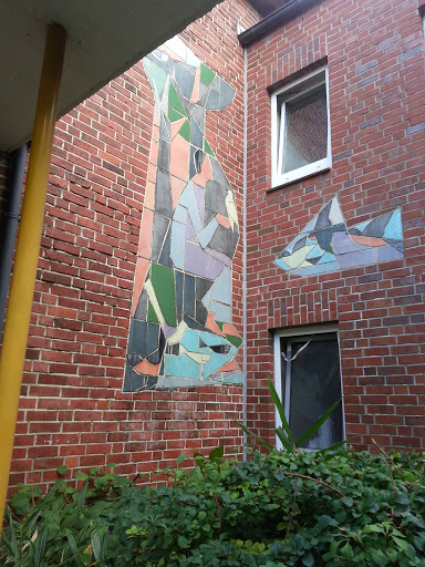 Mosaikkunst an der Fassade