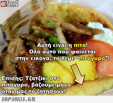 ir SeenG Αυτή είναι η πίτα! Ολο αυτο που φαινεται στην εικόνα. Το λέμε ΕπιΤογυρο . Επίσης: Τζατζίκι στο ΤΙΤόγυρο, βάζουμε μόνο ότάνμας ΤΟξητήσουν! 