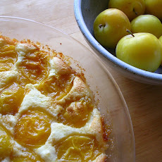 Crustless Ricotta Pie with Yellow Plums