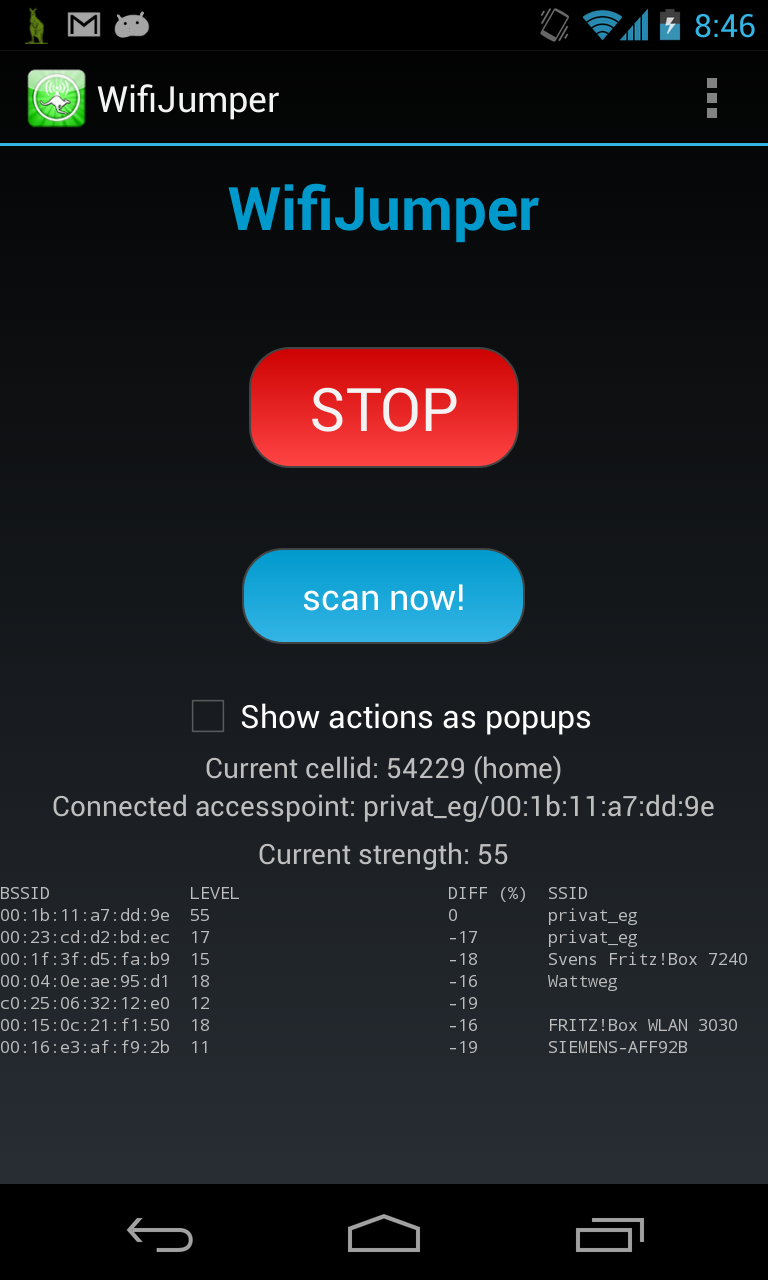 Android application Wifi Jumper screenshort