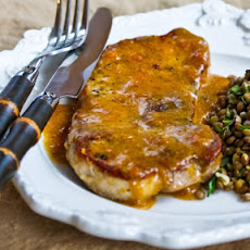 Pan-Fried and Roasted Pork Chops with Apricot-Dijon Sauce