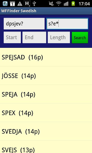 WordFeud Finder - Swedish
