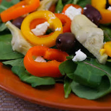 Arugula Salad Recipe with Marinated Artichokes, Peppers, Goat Cheese and More