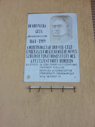 Krepuska Géza emléktábla