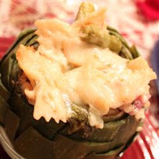 Sue's Rigatoni with Roasted Red Peppers, Artichokes and Asparagus