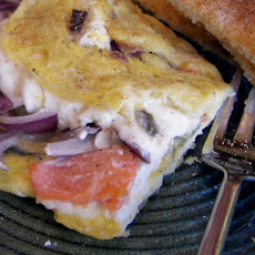 Smoked Salmon Omelet With Red Onions and Capers