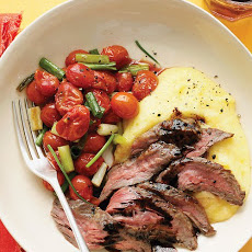 Balsamic Skirt Steak with Polenta and Roasted Tomatoes