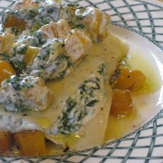 Free-form butternut squash and spinach lasagna