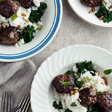 Lamb Meatballs with Kale, Cumin Yogurt, and Carolina Gold Rice
