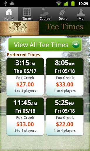 Fox Creek Golf Club Tee Times
