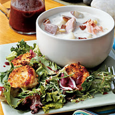 Hazelnut-crusted Goat Cheese with Mixed Greens and Blackberry Vinaigrette