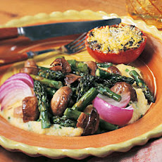 Roasted Asparagus on Parmesan Polenta