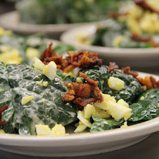 Raw Lacinato Kale Salad with Bacon and Egg