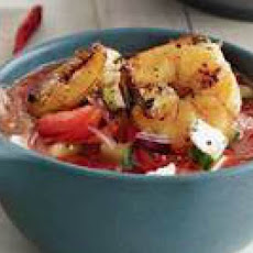 Watermelon-Tomato Gazpacho with Shrimp