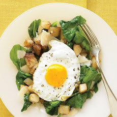 Warm Spinach Salad with Fried Egg and Potatoes