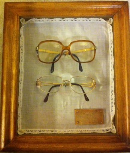 old glasses with acetate, honey-coloured frames